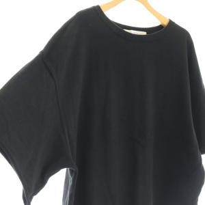 Framework 25SS ニ裏毛ハーフスリーブラウンドTee Tシャツ F ブラック 無地 七分袖 /OK OS