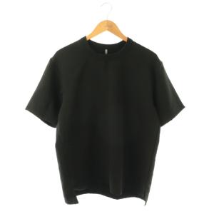 フクレ2重織 クルーネック Tシャツ カットソー 半袖 ブラック /HK OS SH