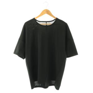 ライトマットストレッチジャージ クルーネックドルマンショートスリーブTシャツ カットソー 半袖 ブラック