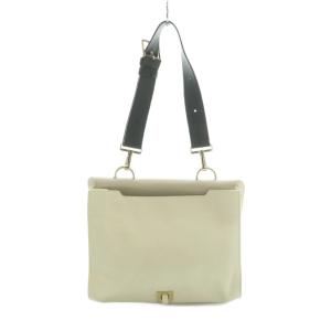 FURLA ハンドバッグ レザー フラップ バイカラー 白 ライトベージュ /MI OS