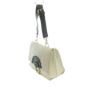 FURLA ハンドバッグ レザー フラップ バイカラー 白 ライトベージュ /MI OS