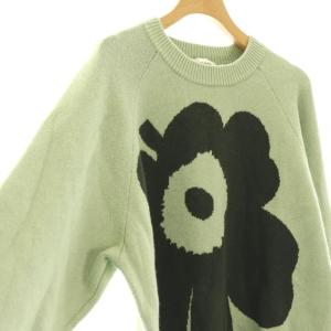 marimekko ウニッコ ニット セーター プルオーバー S ライトグリーン ダークグリーン