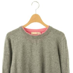 TORY BURCH ニット セーター 長袖 M グレー ピンク /DO OS