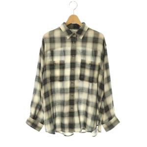 25AW ビエラチェックルーズシャツ ブラウス 前開き 紺 ベージュ /CX OS