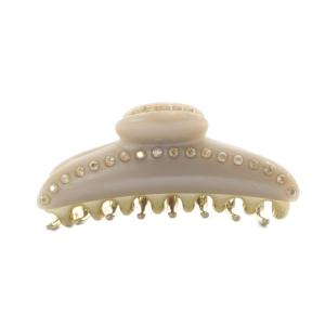 ティアラクイーン ストーン ヘアクリップ M ベージュ ゴールド色 /SR