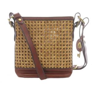 FOSSIL フォッシル かご編み ショルダーバッグ 茶色 ブラウン /SR