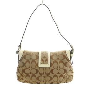 COACH シグネチャー ジャガード フラップ ショルダーバッグ ベージュ