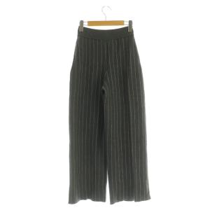 YVES SAINT LAURENT rive gauche ヴィンテージウール ニットパンツ ワイド ストライプ ハイウエスト 38 グレー /MY OS