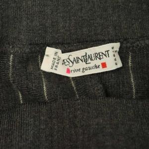 YVES SAINT LAURENT rive gauche ヴィンテージウール ニットパンツ ワイド ストライプ ハイウエスト 38 グレー /MY OS