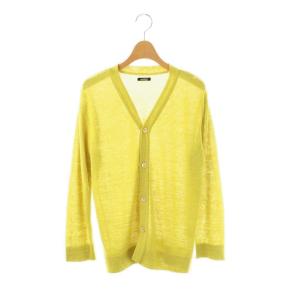 mature summer cardigan カーディガン Vネック リネン混 0 イエローグリーン MAK-20171