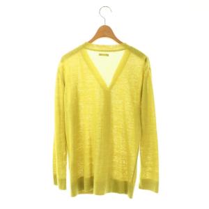 maillot mature summer cardigan カーディガン Vネック リネン混 0 イエローグリーン MAK-20171