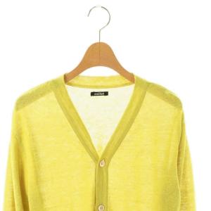 maillot mature summer cardigan カーディガン Vネック リネン混 0 イエローグリーン MAK-20171