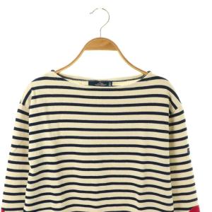 SAINT JAMES ウェッソン ハートエルボーパッチ ボーダー バスクシャツ カットソー I 44 紺 白 赤 /CX OS