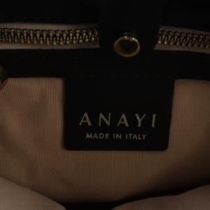 ANAYI ギャザーキンチャクミニ バッグ ハンドバッグ ワンハンドル ショルダーバッグ 2way レザー ブラック