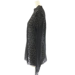 ANAYI 24AW ストレッチレースモックネック プルオーバー カットソー 38 ブラック /DF OS