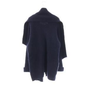 theory luxe マフラー付き ニットコート ノーカラー 38 ネイビー /HK OS