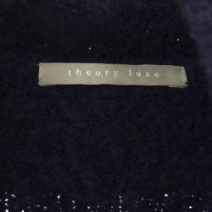 theory luxe マフラー付き ニットコート ノーカラー 38 ネイビー /HK OS