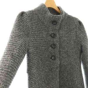 theory luxe ウール ニットコート ロング 38 ブラック ホワイト /HK OS
