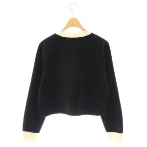 LOUNIE 25AW バイカラーショートカーディガン F ブラック ホワイト /DF OS