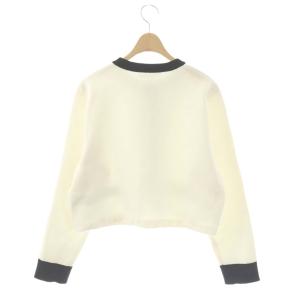 LOUNIE 25AW バイカラーショートカーディガン ニット 長袖 F ホワイト ブラック /HK OS