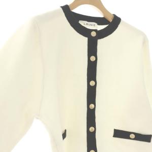 LOUNIE 25AW バイカラーショートカーディガン ニット 長袖 F ホワイト ブラック /HK OS
