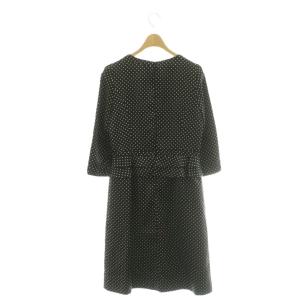 courreges ドット 七分袖 ワンピース 38 黒 ベージュ /CX OS