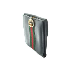 GUCCI インターロッキングG シェリーライン 財布 二つ折り 小銭入れ レザー 黒 /MI OS OH