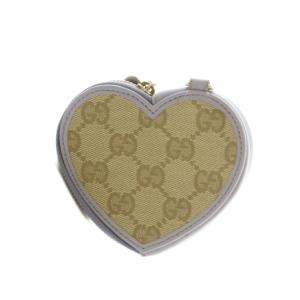 GUCCI GGキャンバス ハート型 コインケース 小銭入れ ベージュ ラベンダー 152615 /MI OS OH