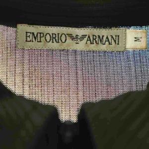 EMPORIO ARMANI ハーフジップポロシャツ 半袖 シアー M チャコールブラック /DO OS AD