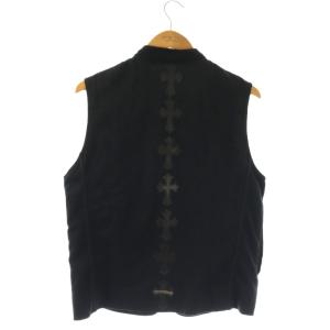 CHROME HEARTS PAPA クロスパッチ コットンナイロン ベスト ジップアップ M ブラック