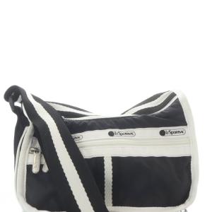 LesportSAC クロスボディ ショルダーバッグ ロゴ 黒 ブラック 白 ホワイト /SR SH