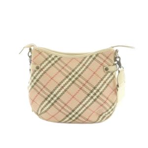 BURBERRY BLUE LABEL ショルダーバッグ チェック柄 キャンバス レザー切替 ピンク オフホワイト ZA454-557-12 /MI
