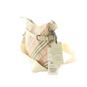 BURBERRY BLUE LABEL ショルダーバッグ チェック柄 キャンバス レザー切替 ピンク オフホワイト ZA454-557-12 /MI