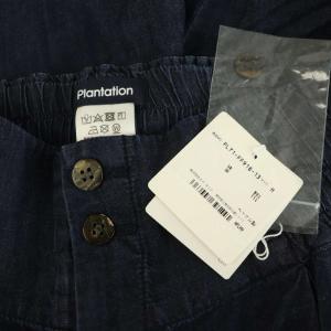 plantation リネン混 ワイドパンツ ハイウエスト M ネイビー /MY OS