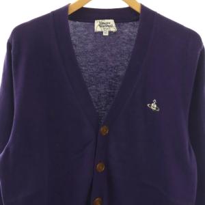 VIVIENNE WESTWOOD MAN コットン Vネック カーディガン ニット 長袖 46 パープル /HK OS