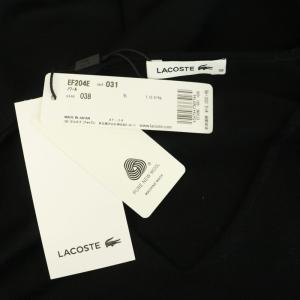 LACOSTE ウールビッグシルエットワンピース ニット 膝丈 長袖 38 ブラック /MY OS