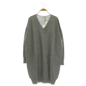 ウールビッグシルエットワンピース ニット 膝丈 長袖 38 グレー /MY OS