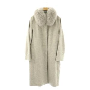 フォックスファー カシミヤ混 ロングコート LL グレー /HK OS
