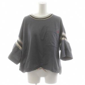 Tシャツ カットソー 00 グレー ラウンドネック ストライプ /AZ