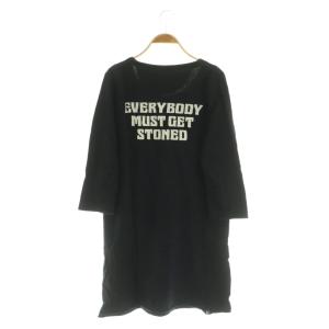 HYSTERIC GLAMOUR ヒスベア ワンピース ミニ カットソー プリント 長袖 F ブラック /MY OS