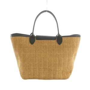 Longchamp かごバッグ トートバッグ ベージュ 黒 /MI OS