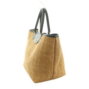 Longchamp かごバッグ トートバッグ ベージュ 黒 /MI OS