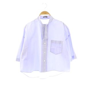 24AW ハーフスリーブタイブラウス シャツ F パープル バンドカラー /OK OS