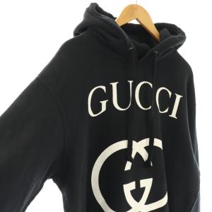 GUCCI インターロッキングGフーディー パーカー プルオーバー M ブラック
