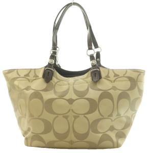 COACH シグネチャー トートバッグ ハンド サテンキャンバス ベージュ F16175 /SS OS