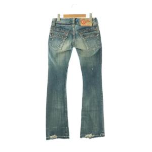 HYSTERIC GLAMOUR パッチワーク フレアデニムパンツ ジーンズ ダメージ加工 S インディゴ /HS OS