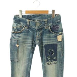 HYSTERIC GLAMOUR パッチワーク フレアデニムパンツ ジーンズ ダメージ加工 S インディゴ /HS OS