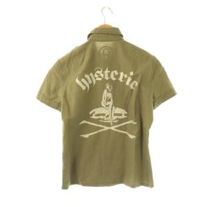 HYSTERIC GLAMOUR 半袖 ミリタリーシャツ ワッペン F カーキ /HS OS