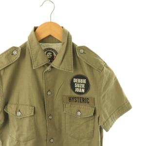 HYSTERIC GLAMOUR 半袖 ミリタリーシャツ ワッペン F カーキ /HS OS