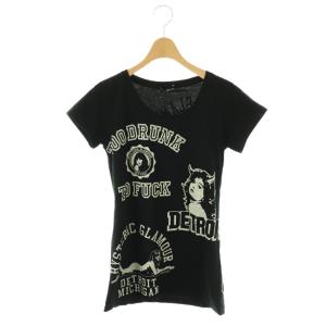ガールプリント 半袖 Tシャツ カットソー F ブラック /DF OS